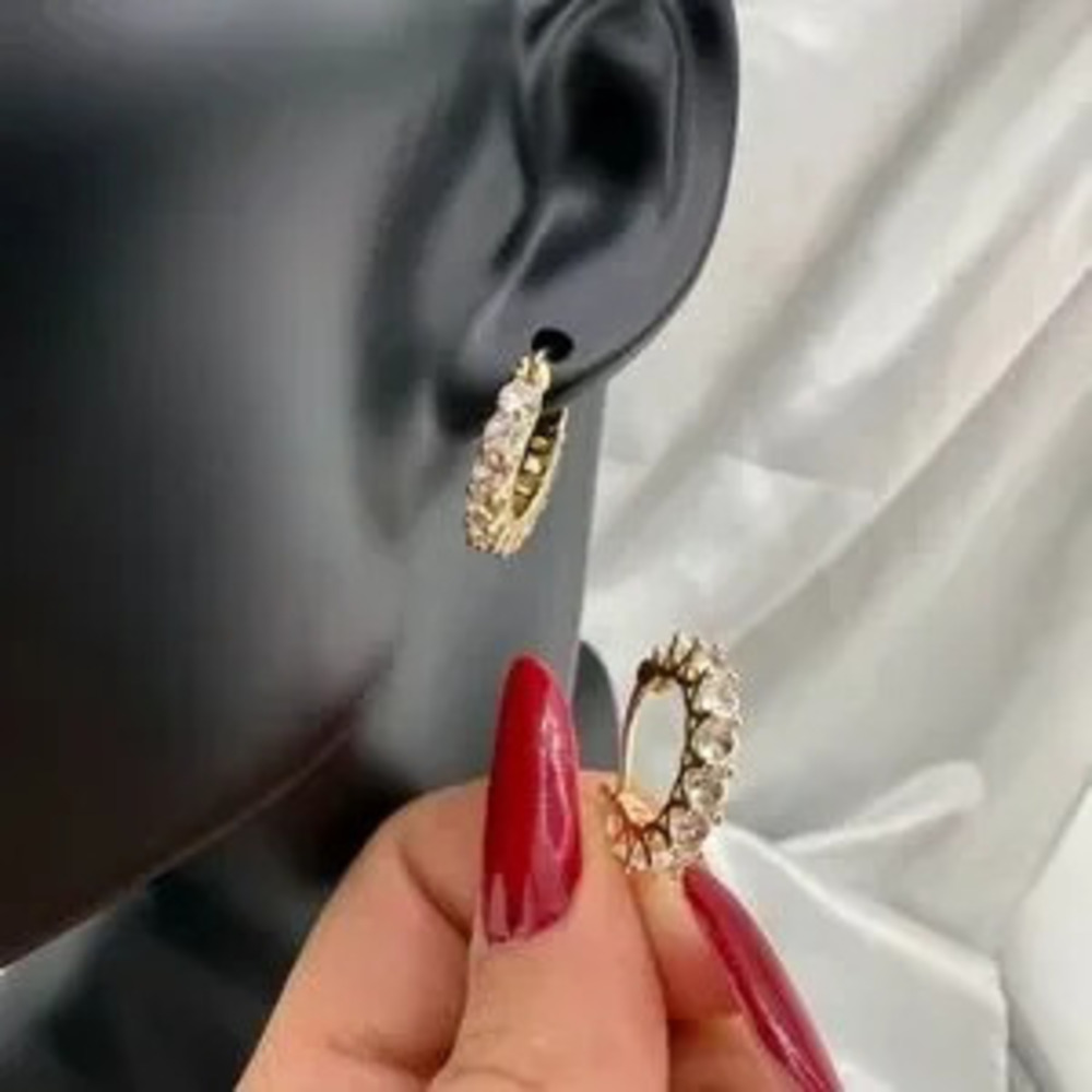 Beautiful Crystal Gold Hoop Earrings